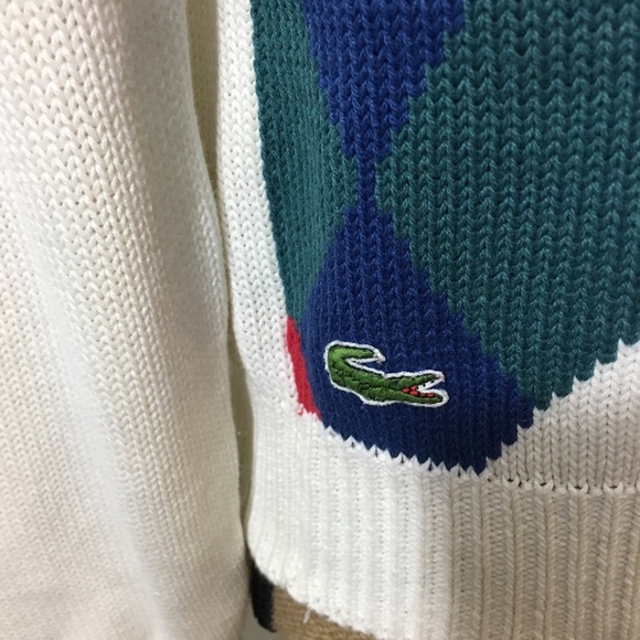 🍁Vintage Izod Lacoste Argyle Check Plaid Sweater - Picture 7 of 8